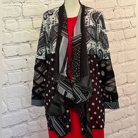 Black Multi Print Origami Cardigan - Picture 2 of 3